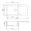 Kép 3/3 - EVIDO Cubo XL 6S gránit mosogató, 1000 x 500 mm, platina