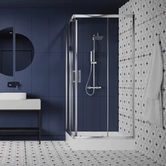LAVEO BRESSO szögletes zuhanykabin zuhanytálcával 90x90x185 cm átlátszó üveg/króm