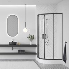 LAVEO BRESSO szögletes zuhanykabin zuhanytálcával 80x80x185 cm átlátszó üveg/fekete