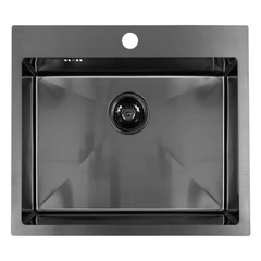 LAVEO MALAWI inox grafit színű beépíthető inox mosogató szifonnal, 50x58x20 cm