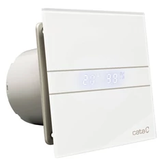 Cata E-100GTH ventilátor üveg előlappal, utószellőztető, alapszellőztető és páraérzékelő funkcióval, fehér