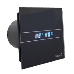 Cata E-100GTH BK ventilátor üveg előlappal, utószellőztető, alapszellőztető és páraérzékelő funkcióval, fekete