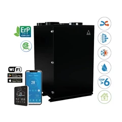 HOLTOP/AIRWOODS AV-HTPF35EI32 központi hővisszanyerős szellőztető beépített hűtő-fűtő funkcióval, entalpia hőcserélővel, LCD-s vezérléssel, WiFi-vel