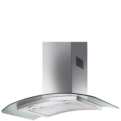 OUTLET - SMEG KÜRTŐS PÁRAELSZÍVÓ, 90 cm, 4 fokozat, elektronikus szabályozó, LED, szálcsiszolt rozsdamentes acél/ üveg