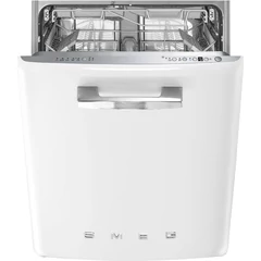 SMEG BEÉPÍTHETŐ MOSOGATÓGÉP, retro, 60 cm, 13 teríték, 10 funkció, 7 hőmérséklet, fehér front