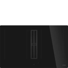SMEG PÁRAELSZÍVÓVAL INTEGRÁLT INDUKCIÓS FŐZŐLAP, Universal design, 83x52 cm, fekete üveg