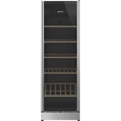 SMEG SZABADONÁLLÓ BORHŰTŐ, Classic design, 60x185 cm, jobb oldali pántok, fekete és inox