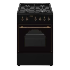 EVIDO FREE GE55A gáztűzhely, rusztikus design, 50x55 cm, elektromos sütő, 48 l, antracit/bronz