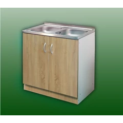 Komplett mosogató szekrény 80x50, nyílóajtós, 2med.tál, sonoma front