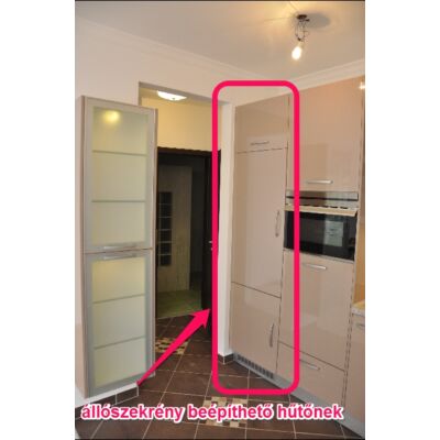Modern konyhabútor, elemenként összeszerelhető, hűtős állószekrény, 60cm széles