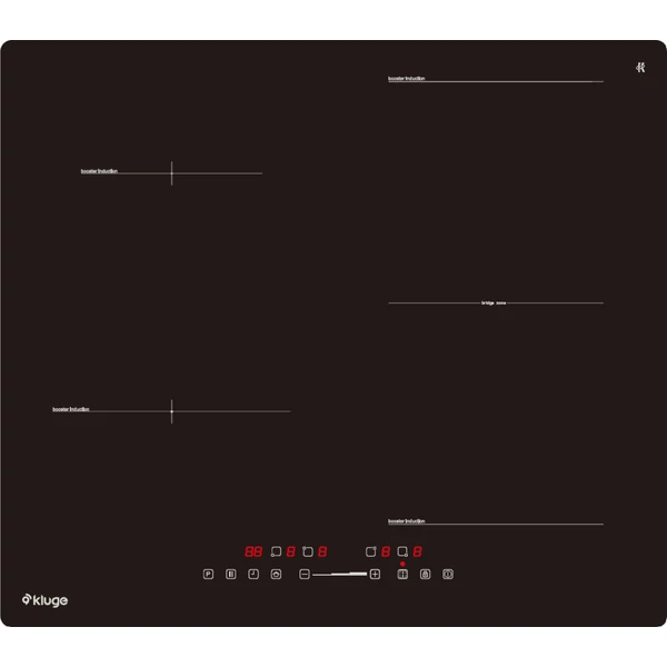 Kluge beépíthető indukciós főzőlap, 60cm, fekete ü., Bridge zóna