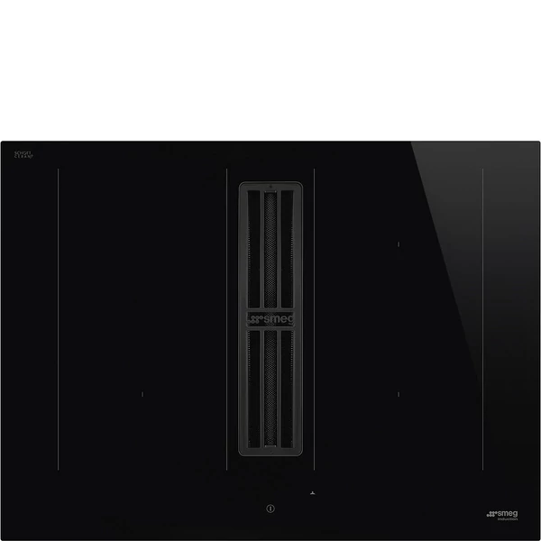 SMEG PÁRAELSZÍVÓVAL INTEGRÁLT INDUKCIÓS FŐZŐLAP, Universal design, 70x52 cm, design rács, fekete üveg
