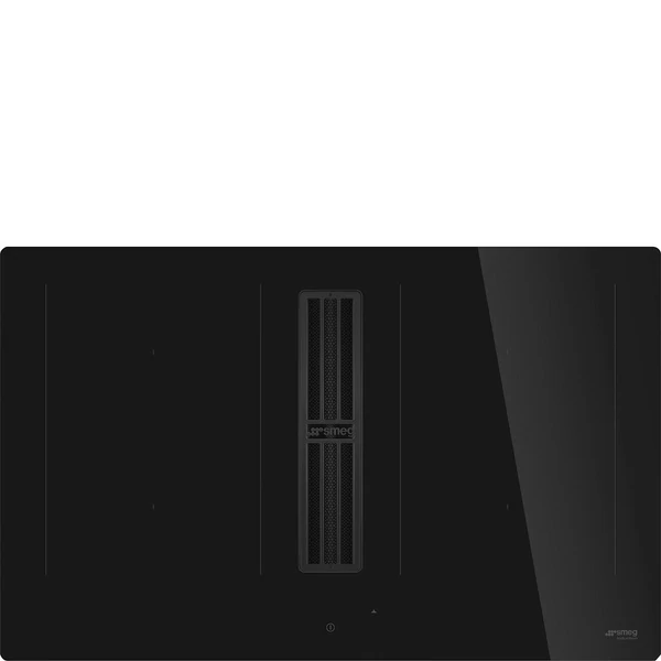 SMEG PÁRAELSZÍVÓVAL INTEGRÁLT INDUKCIÓS FŐZŐLAP, Universal design, 83x52 cm, fekete üveg