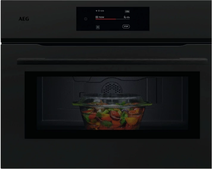 Aeg NKM7N721T Wifi, mikrohullámú sütő grill funkcióval, MealAssist, szín: matt fekete, vezérlés: CookSmart Touch