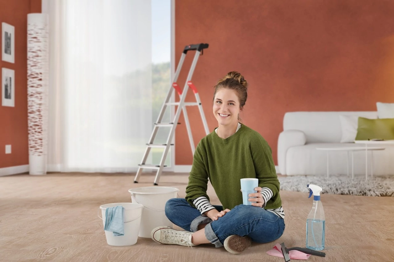Hailo 4 fokos Comfort háztartási létra, horganyzott acél, alumínium, 146 cm magas