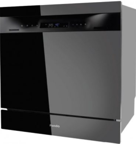 Pando PLI-7360 beépíthető mosogatógép, 60cm magas, 8 teríték, fekete üveg