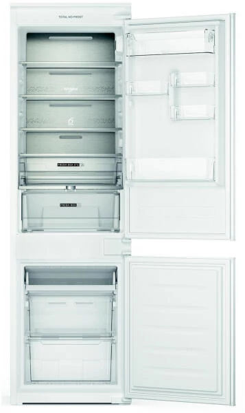 Whirlpool WHC18 T132 beépíthető alulfagyasztós hűtőszekrény, 250 liter, 6. Érzék, Total No Frost, 177 cm