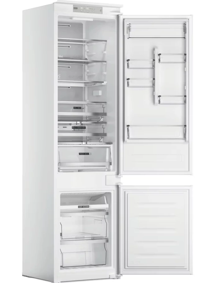 Whirlpool WHC20 T573 P beépíthető alulfagyasztós hűtőszekrény, 212 l hűtőtér/68 l fagyasztótér, D energiaosztály, 6. Érzék Freeze Control, Total No Frost